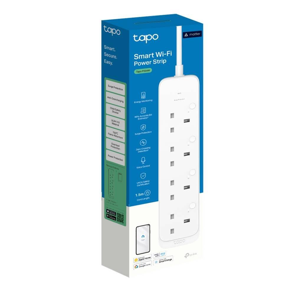 موزع طاقة تابو ذكي من تي بي لينك ، واي فاي، 4 مخارج تيار،P340M - أبيض