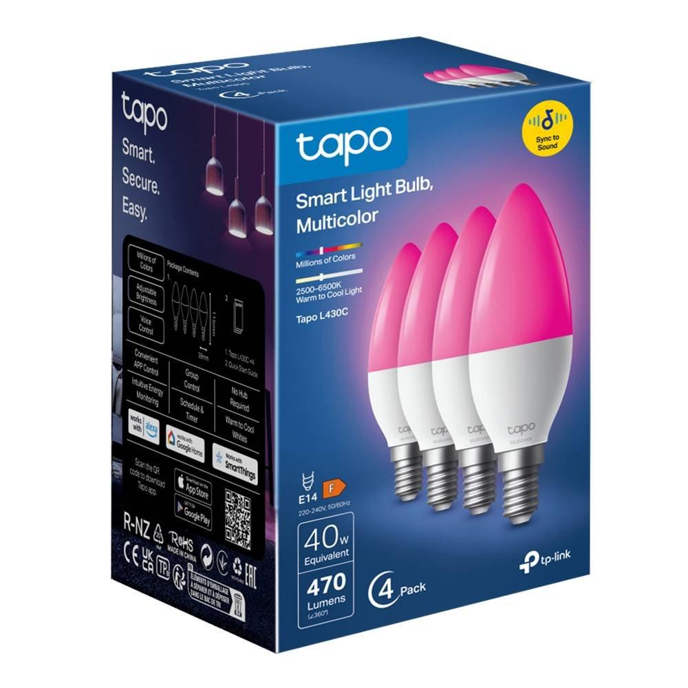 TP Link Smart Wi-Fi Light Bulb,Tapo, 4-pack, L430C  - Multicolor