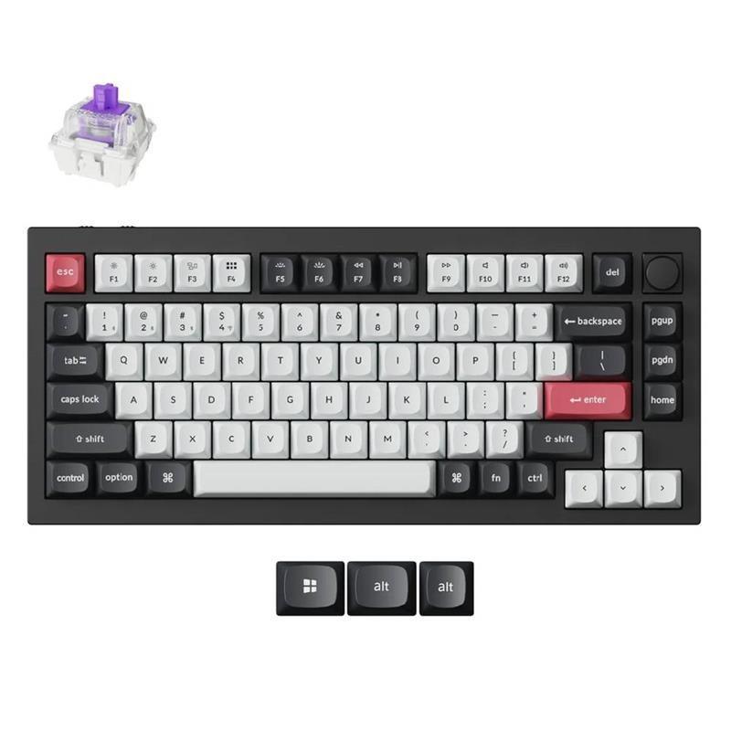 Keychron Q1 HE QMK Wireless Mechanical Keyboard, Q1H-P1-AR - Black