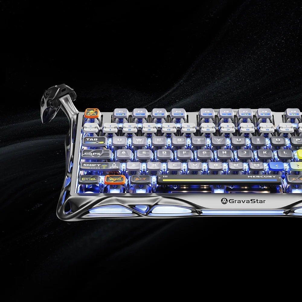 GravaStar Mercury K1 Pro 75% Wireless Mechanical Gaming Keyboard - Interstellar Silver