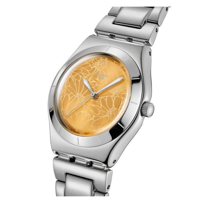 Swatch Petal Swirl Women Watch, 33 mm, Stainless Steel Strap, SWAYLS236G- Silver