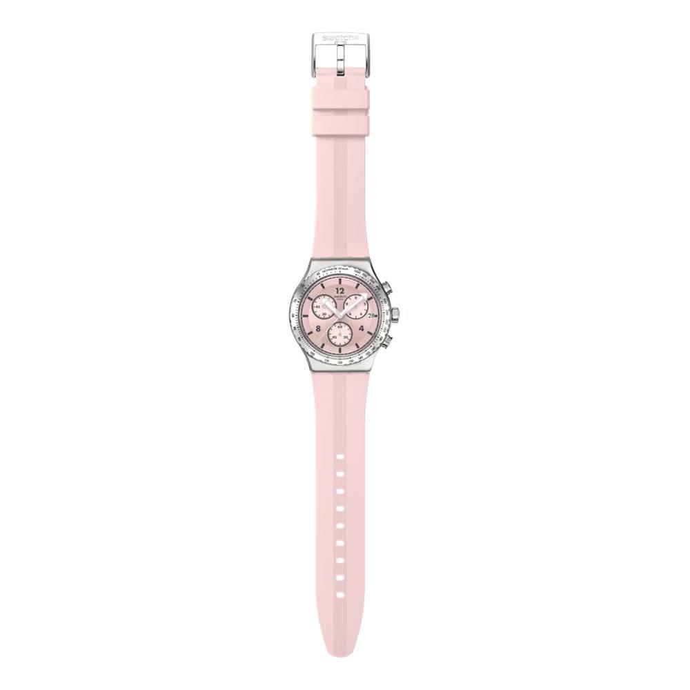 Swatch Poppingly Pink Men Watch, 43 mm, Silicone Strap, SWAYVS532- Pink