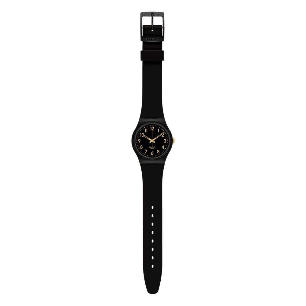 Swatch Golden Tac Women Watch, 34mm, Bio-source Strap, SWASO28B113 - Black