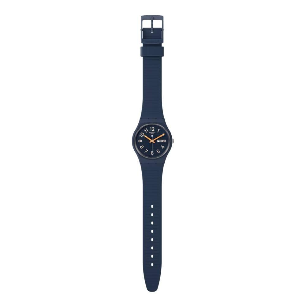 SwatchTrendy Lines at Night Women Watch, 34mm, Bio-source Strap, SWASO28I700 - Blue