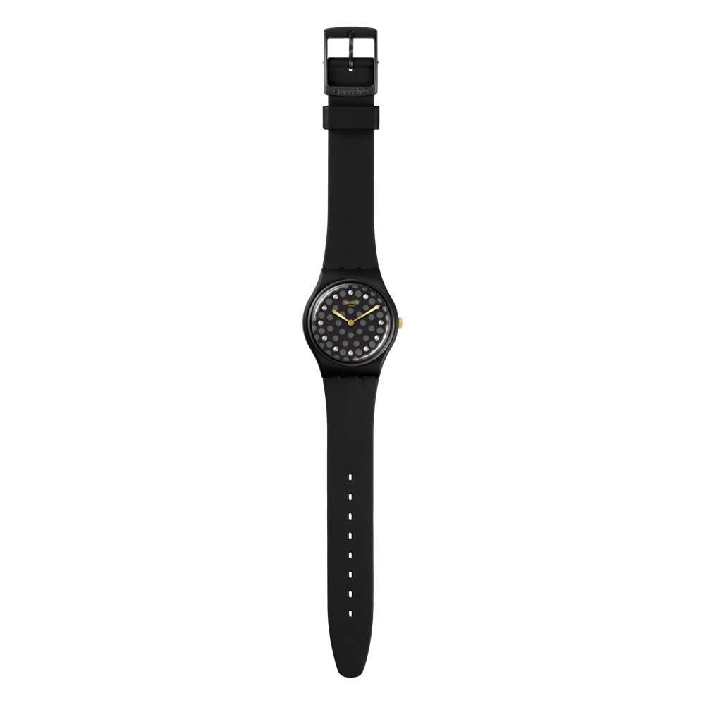 Swatch Sparkle Night Unisex Watch, 34mm, Silicone Strap, SWASO31B102- Black
