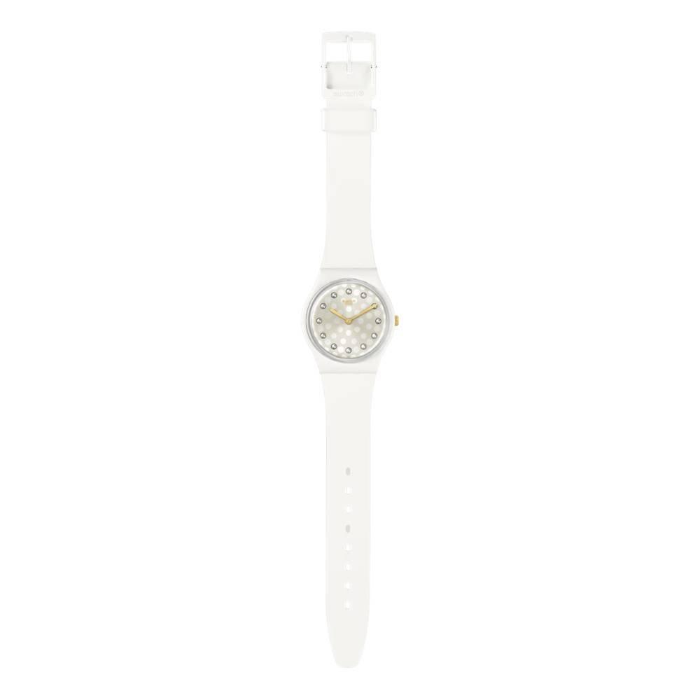 Swatch Sparkle Shine Unisex Watch, 34mm, Silicone Strap, SWASO31W109 -White