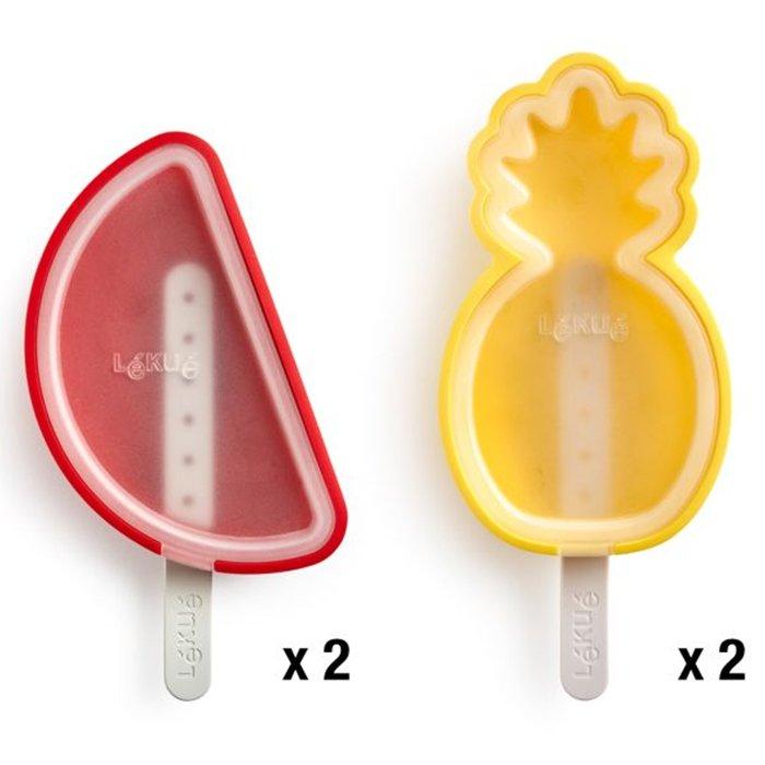 Lekue Set of 4 Mixed Tropical Ice Lolly Moulds, 882289 - Multicolor