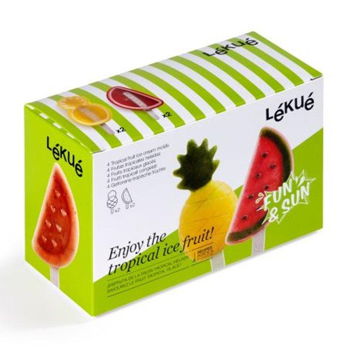 Lekue Set of 4 Mixed Tropical Ice Lolly Moulds, 882289 - Multicolor