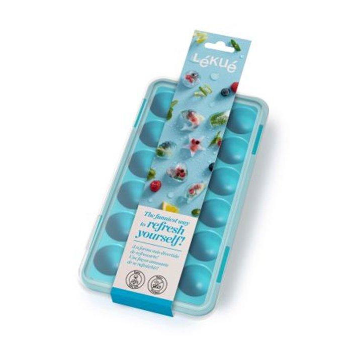 Lekue Round Ice Cube Tray with Lid, 882364 - Teal