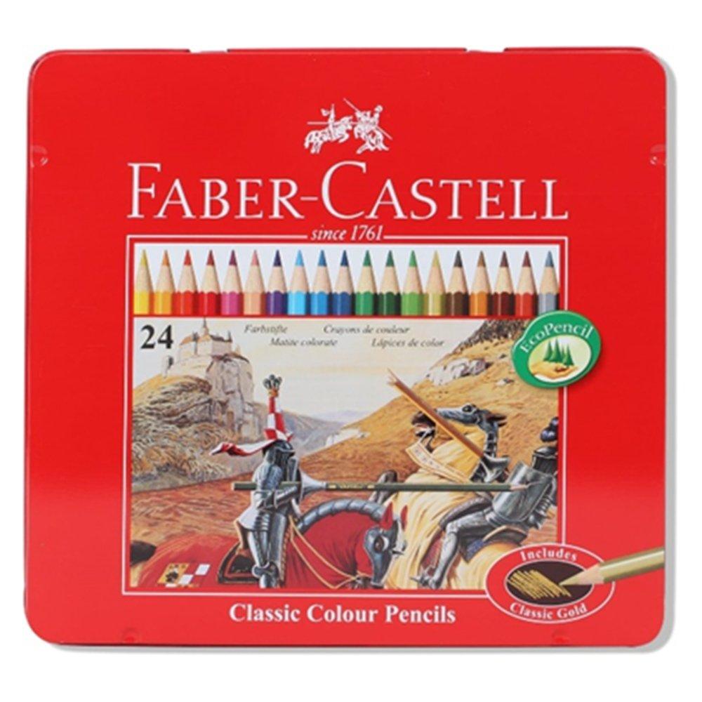 Faber-Castell 24-Pieces Classic Color Pencils in Metal Tin, FCI115845