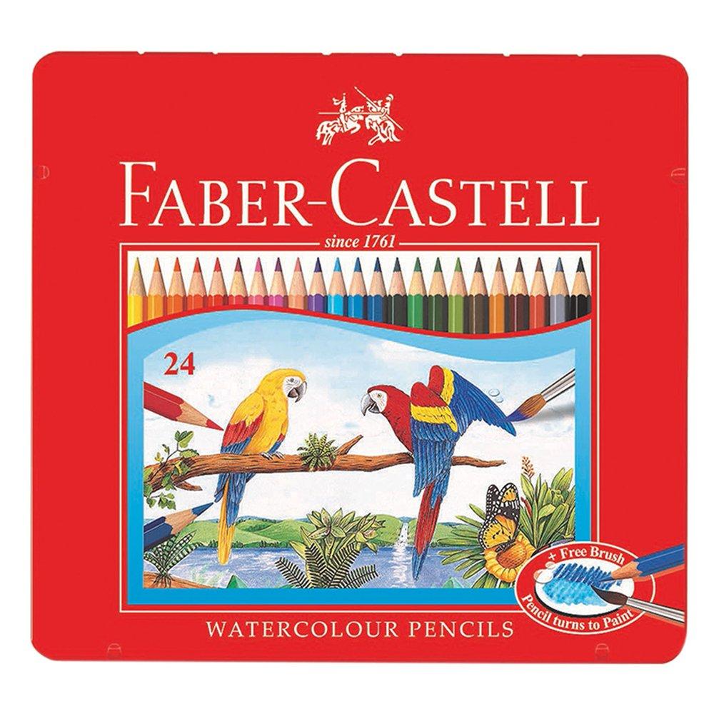 Faber-Castell 24 Watercolor Pencils in Flat Metal Case, FCI115925 – Multicolor