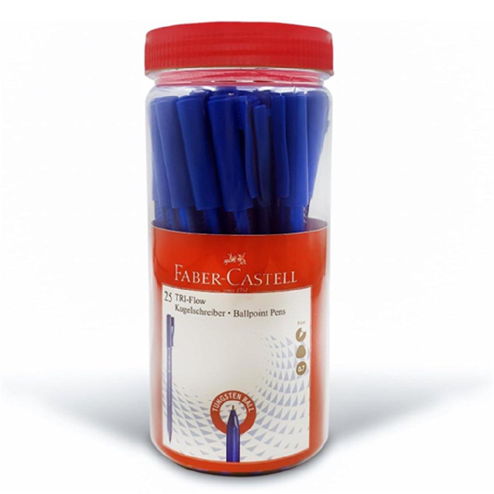 Faber Castell Tri flow Ball Pen 0.7mm Jar Of 25Pc, FCIN340825 - Blue
