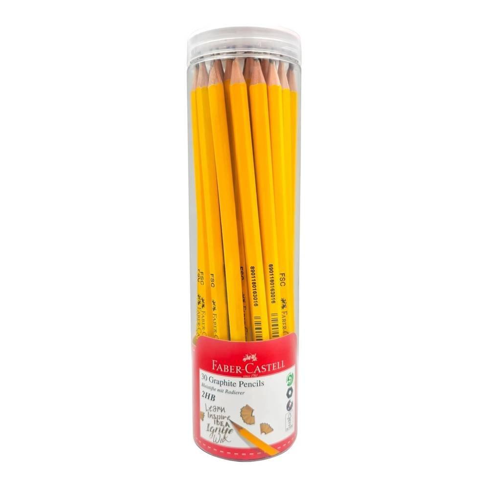 Faber Castell Black Lead Pencils HB With Eraser, 30pcs
