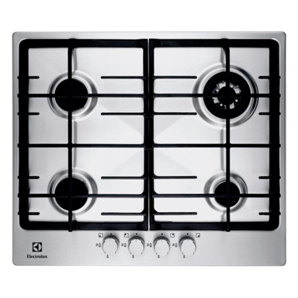 موقد غاز مدمج من إلكترولوكس، حجم 60 سم، مع 4 شعلات وإشعال تلقائي، EGG6343NOX - ستانلس ستيل