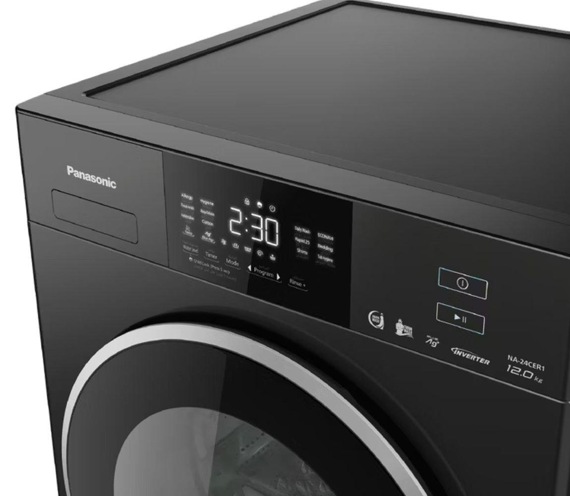 Panasonic Front Load Washer, 12kg Washing Capacity, NA-24CER1BKW - Black