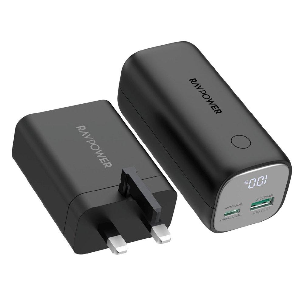RAVPower RP-PB208 Super + PD Pioneer 10400mAh 30W Power Bank & 65W Charger Combo - Black