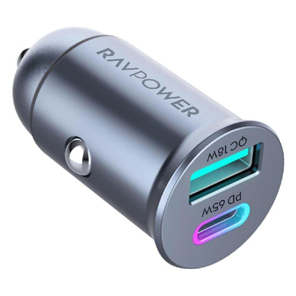 RAVPower PD Pioneer 65W 2-Port GaN Car Charger, RP-VC1013 - Grey