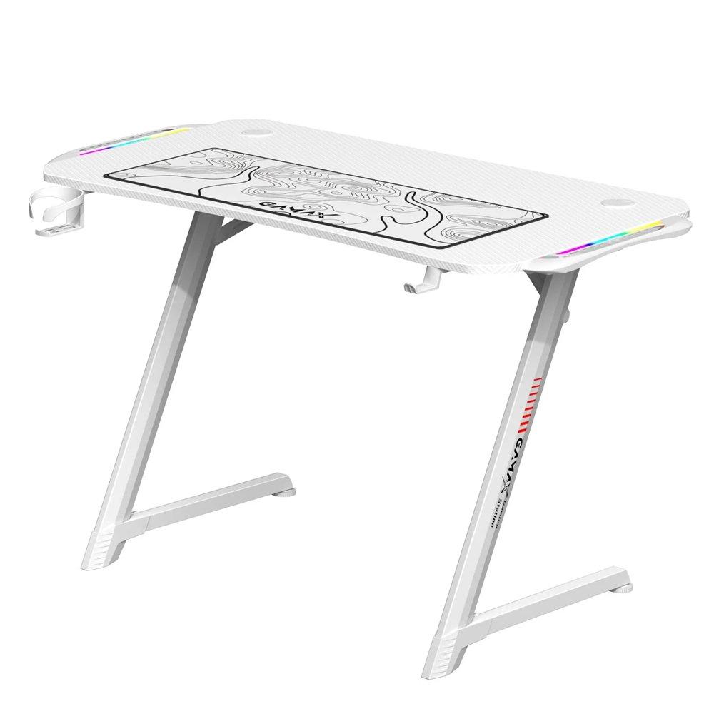 Gamax Carbon Fiber Gaming Table with RGB Light & MousePad, TD-03-W – White
