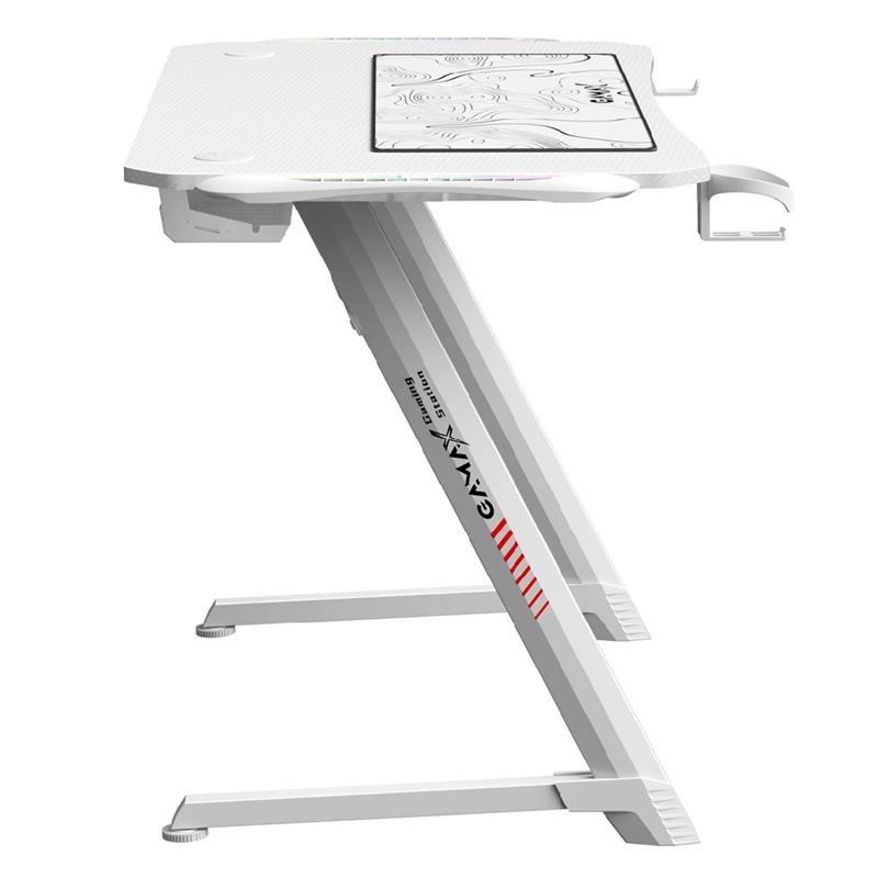 Gamax Carbon Fiber Gaming Table with RGB Light & MousePad, TD-03-W – White
