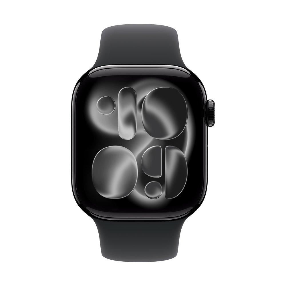 Pre-Order Apple Watch Series 11 GPS + Cellular 46mm Jet Black Aluminium Case with Black Sport Band - M/L