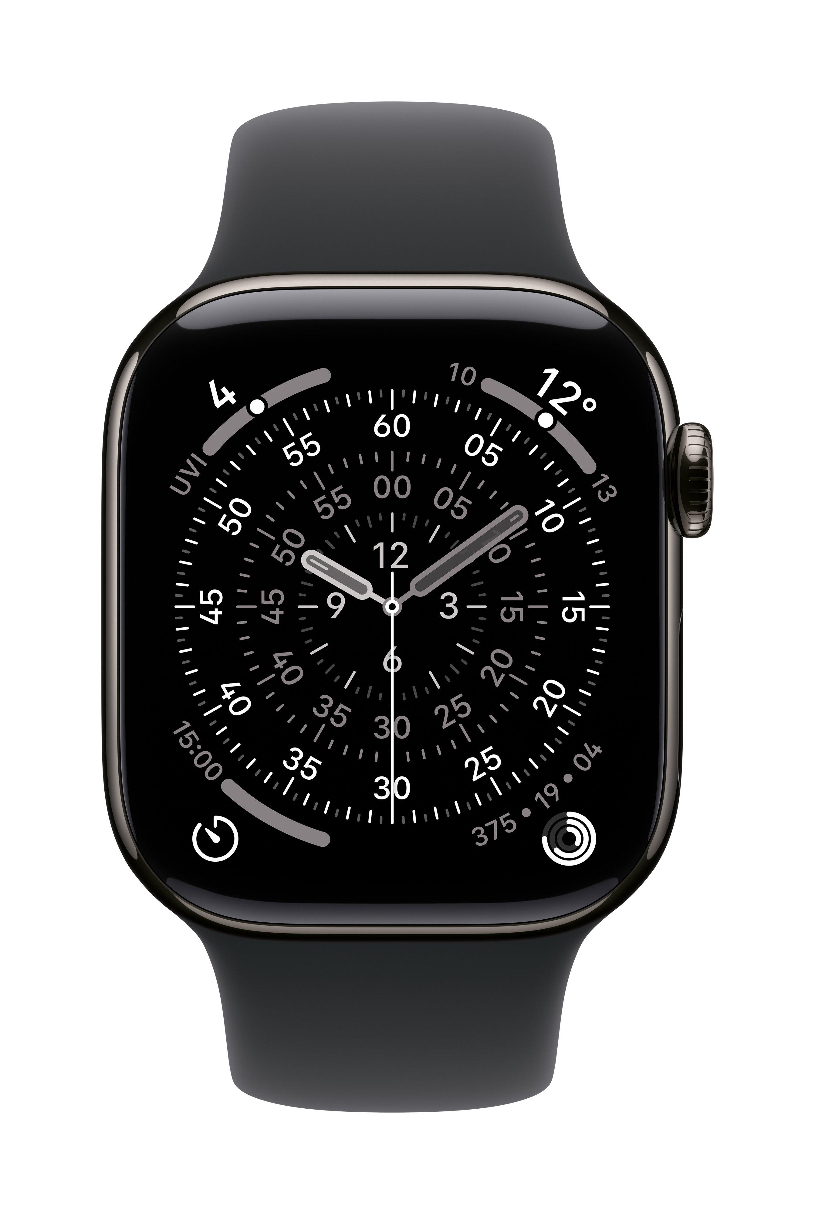 Apple Watch Series 11 GPS + Cellular 42mm Slate Titanium Case with Black Sport Band - M/L