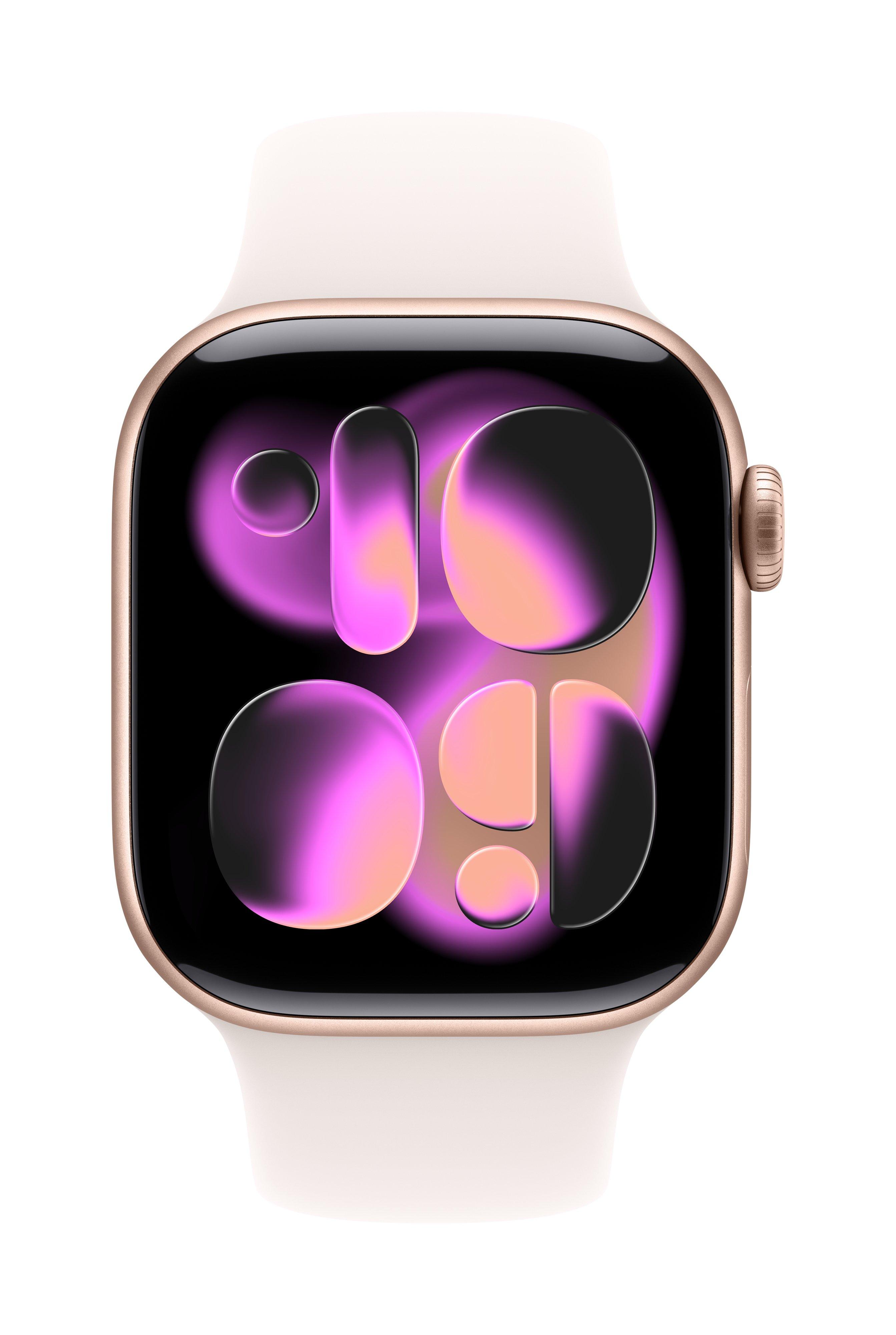 Apple Watch Series 11 GPS + Cellular 46mm Rose Gold Aluminium Case with Light Blush Sport Band - S/M