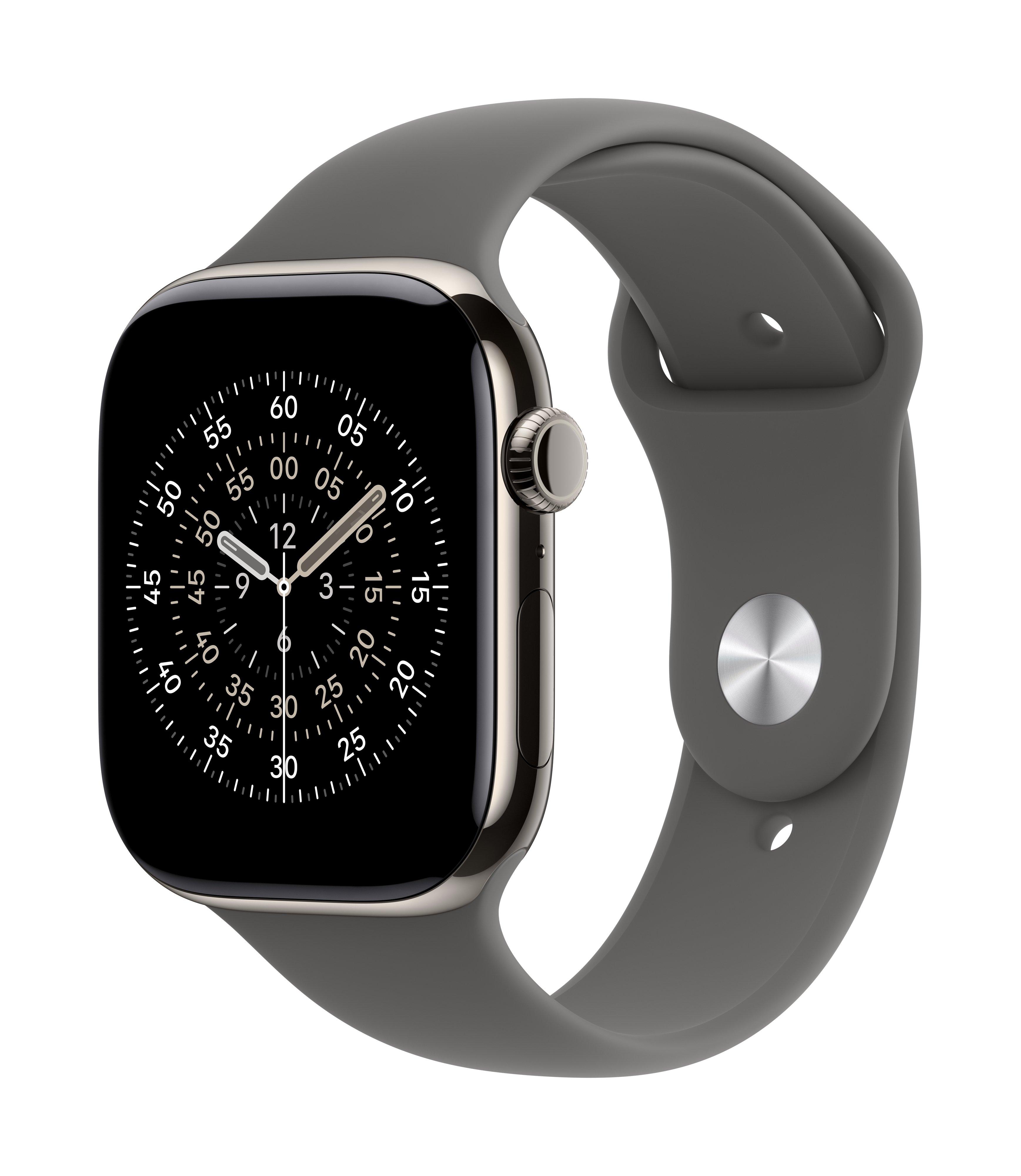 Apple Watch Series 11 GPS + Cellular 46mm Natural Titanium Case with Stone Grey Sport Band - S/M