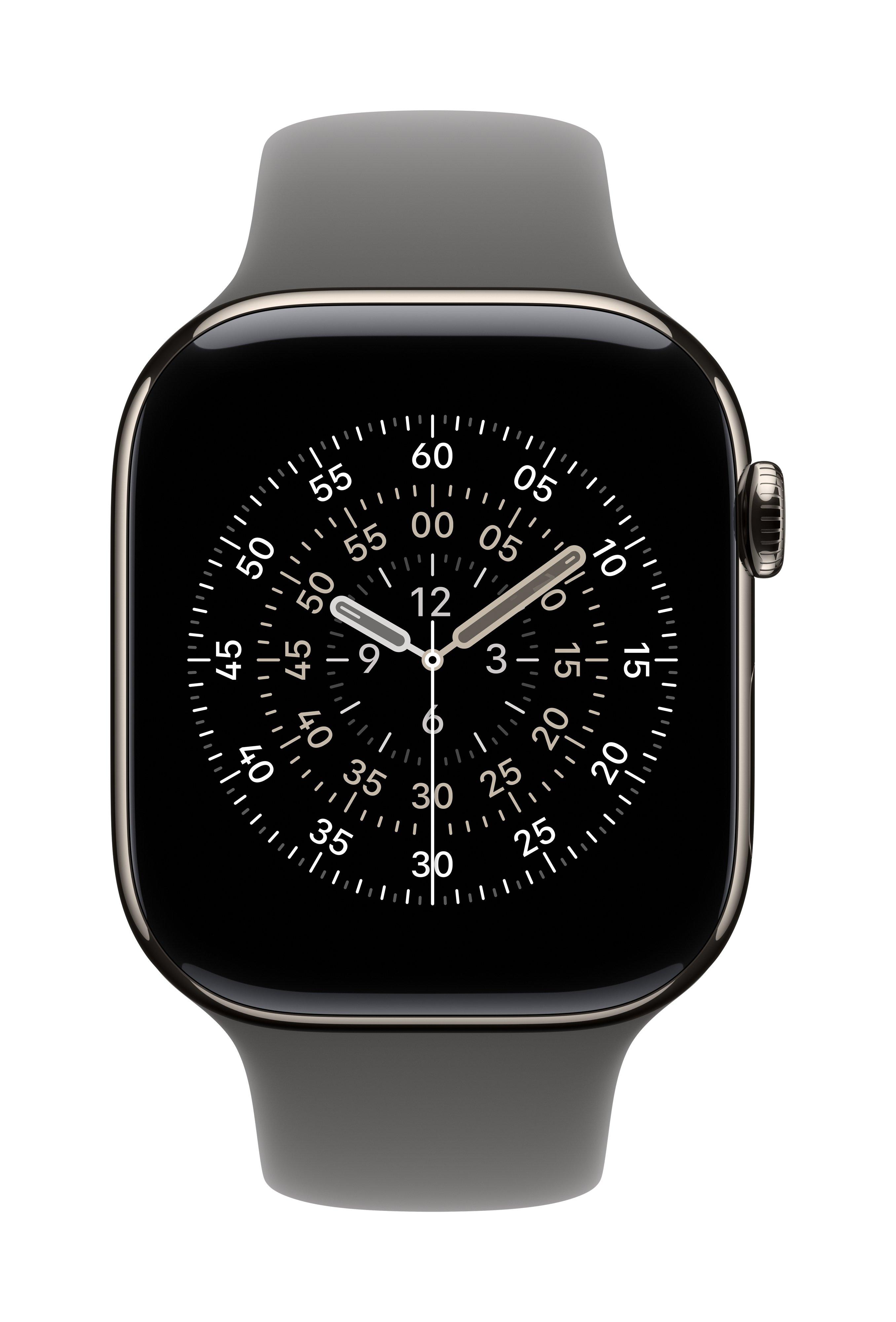 Apple Watch Series 11 GPS + Cellular 46mm Natural Titanium Case with Stone Grey Sport Band - S/M