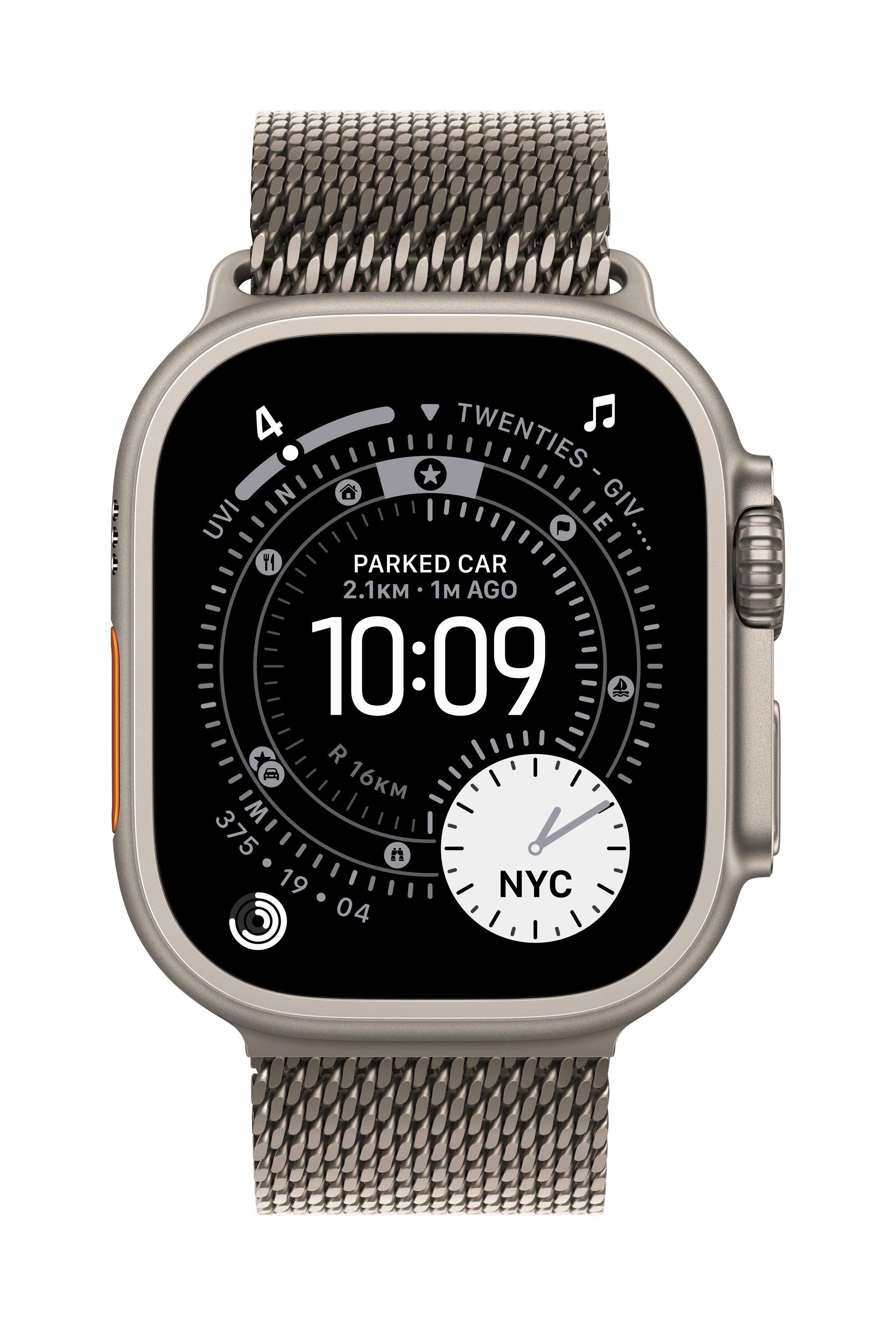 Apple Watch Ultra 3 GPS + Cellular 49mm Natural Titanium Case with Natural Titanium Milanese Loop - Small