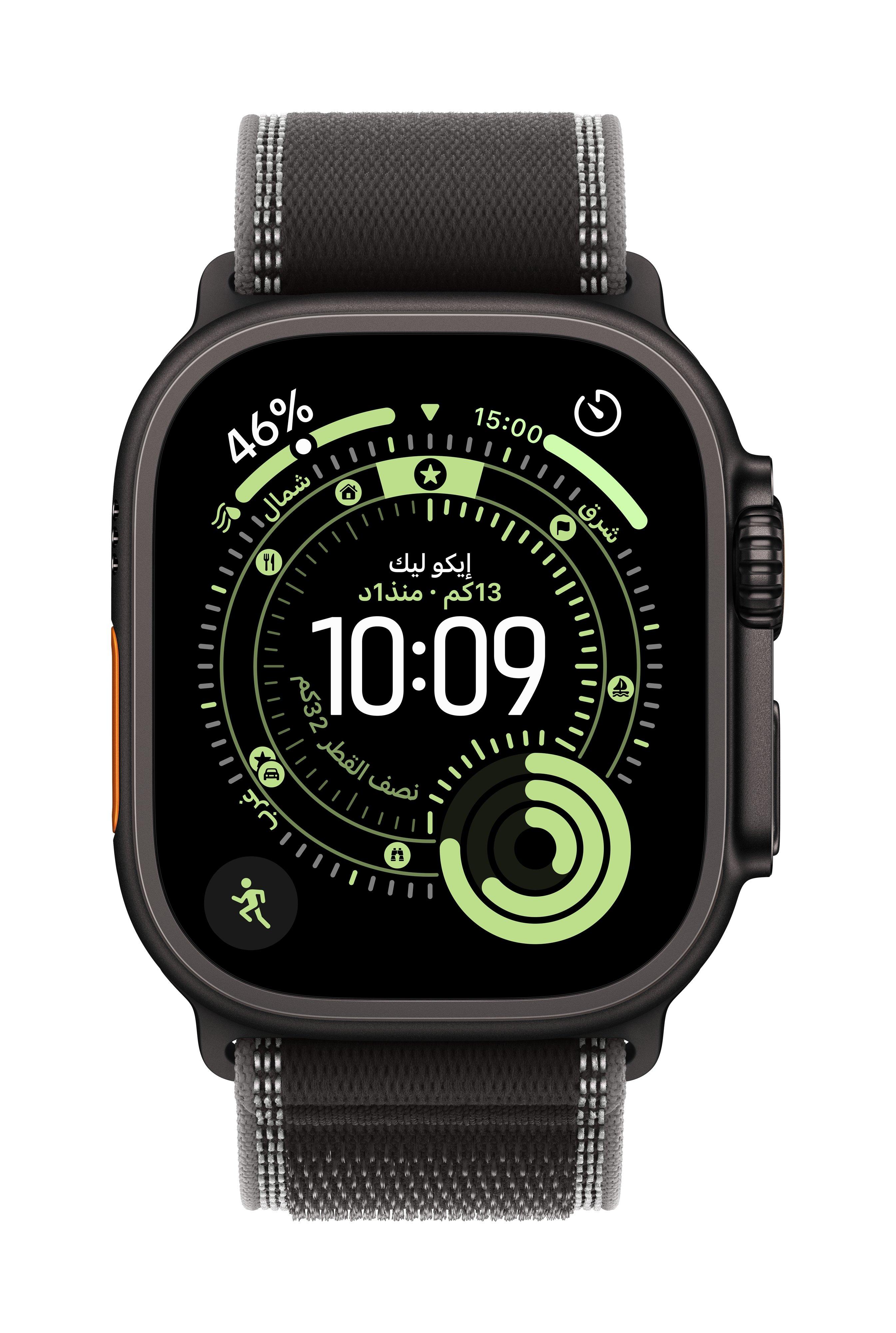 Apple Watch Ultra 3 GPS + Cellular 49mm Black Titanium Case with Black/Charcoal Trail Loop - S/M