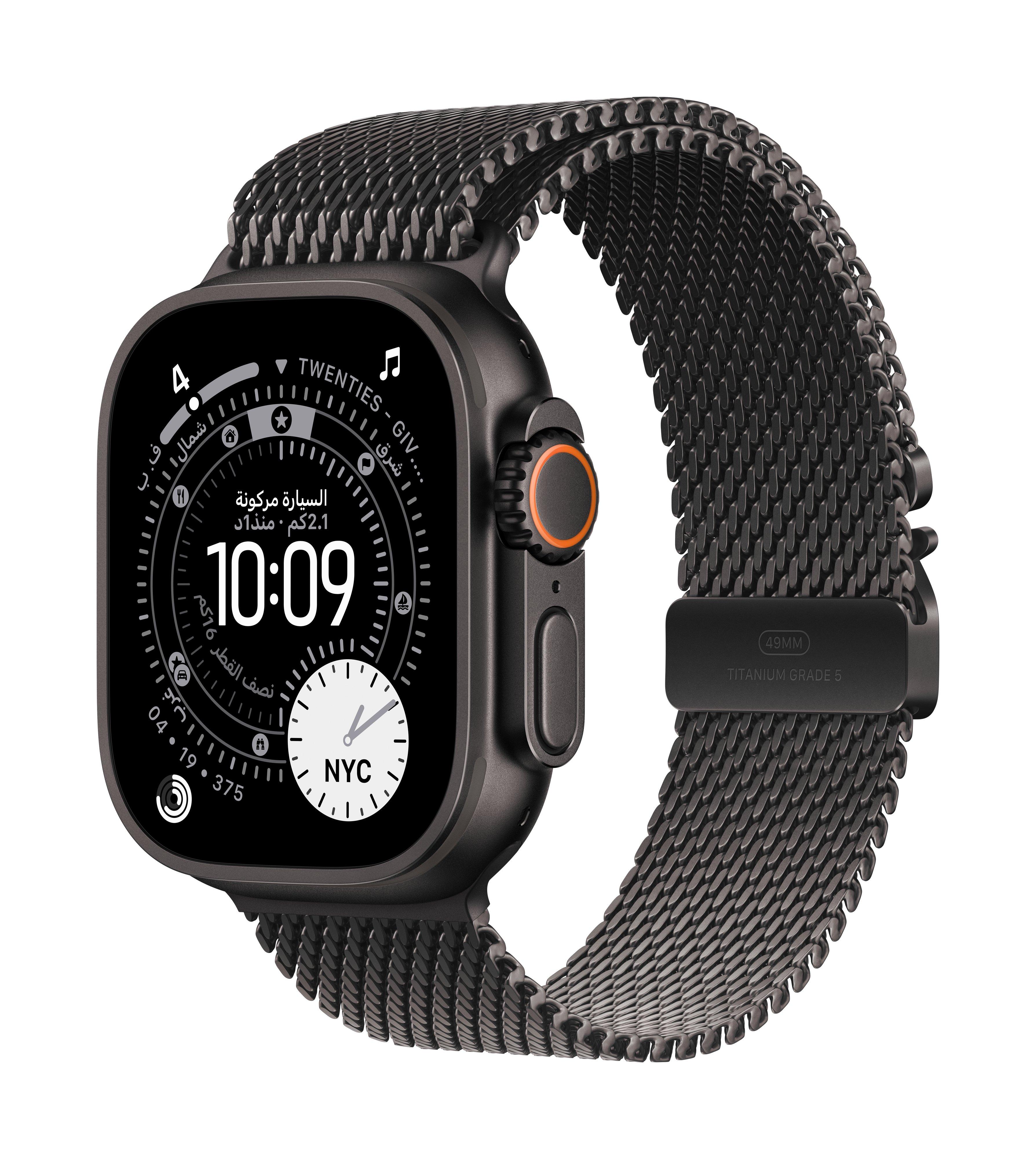 Apple Watch Ultra 3 GPS + Cellular 49mm Black Titanium Case with Black Titanium Milanese Loop - Small