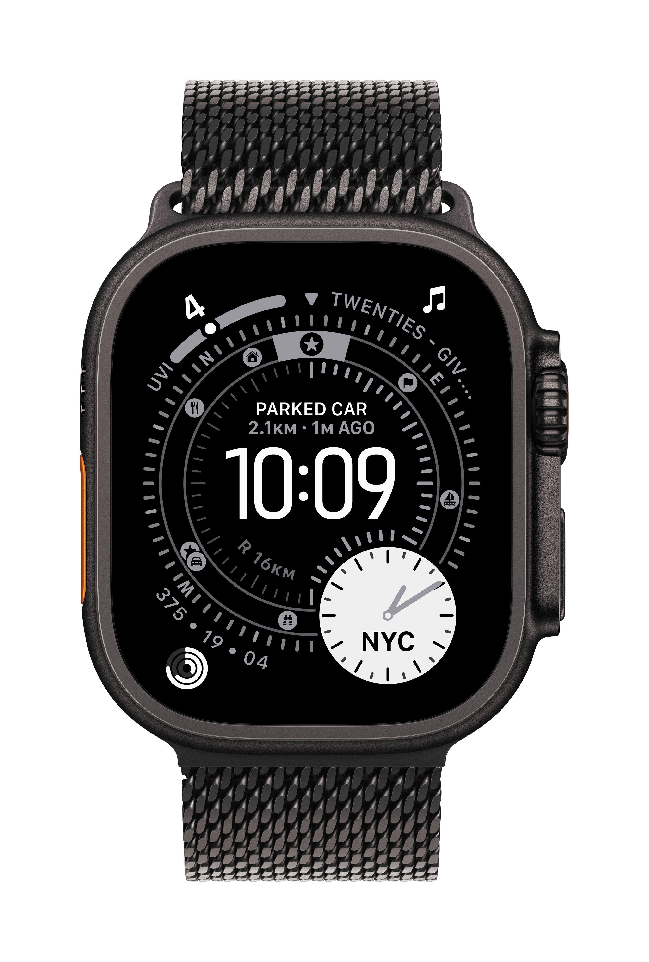 Apple Watch Ultra 3 GPS + Cellular 49mm Black Titanium Case with Black Titanium Milanese Loop - Large