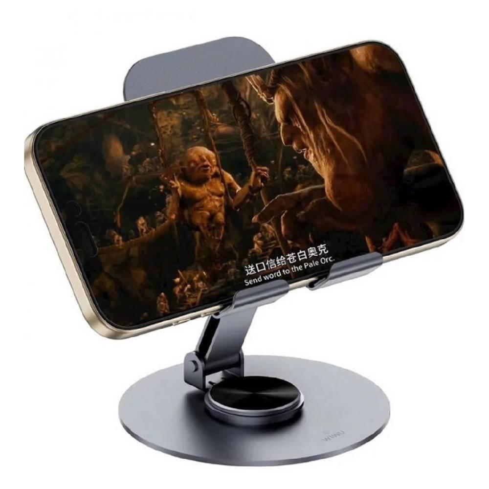 WiWU 360 Rotating Desktop Mobile Phone and Tablet Holder, ZM-014 - Grey 