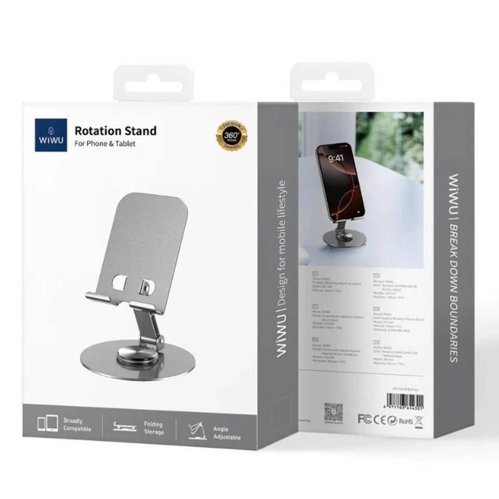 WiWU 360 Rotating Desktop Mobile Phone and Tablet Holder, ZM-014 - Grey 