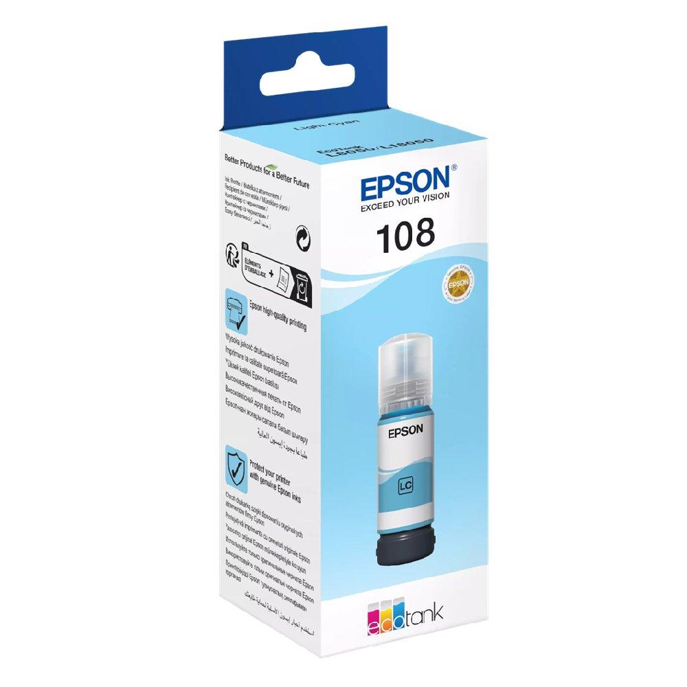 EPSON 108 EcoTank Light Cyan ink bottle, ECO-108