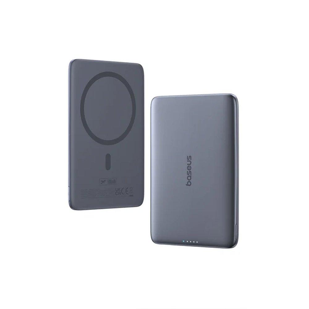 Baseus PicoGo Ultra‑Slim Magnetic Power Bank, 5000 mAh, 20W, Wireless & USB‑C Charging, P1007680C813‑00 - Grey.