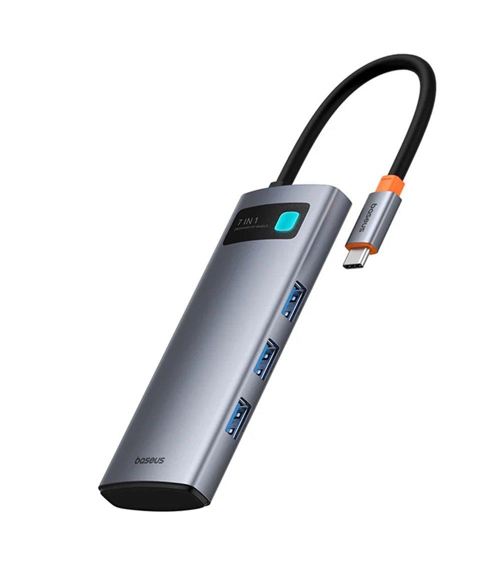 Baseus Metal Gleam 7 Port USB-C Hub Docking Station, Fast Charging, B00030708811-01 - Grey.