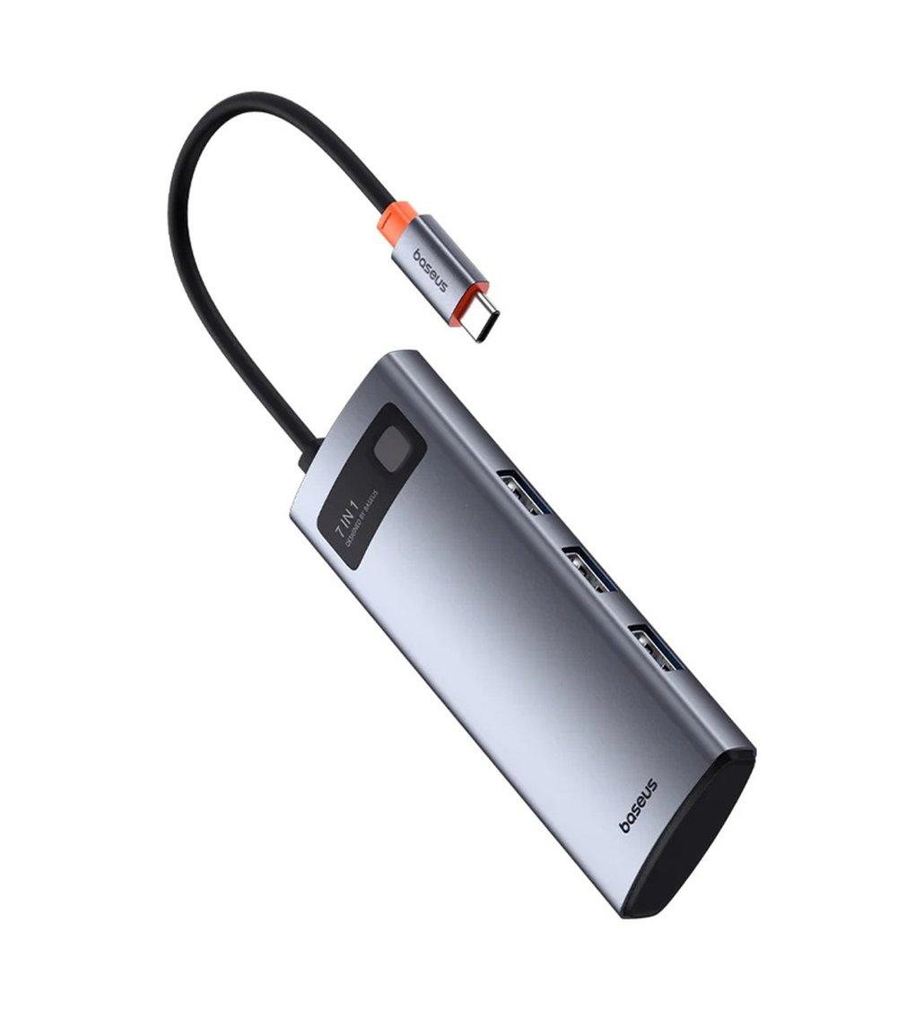Baseus Metal Gleam 7 Port USB-C Hub Docking Station, Fast Charging, B00030708811-01 - Grey.