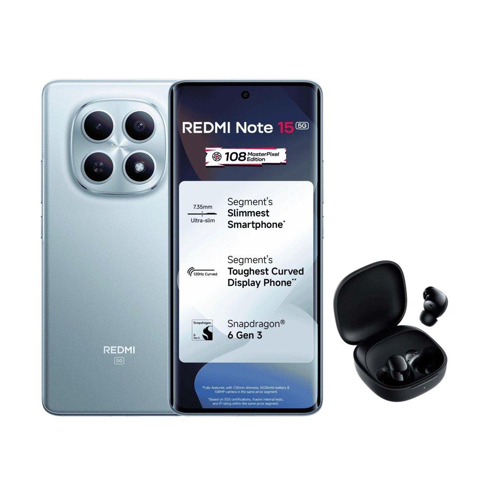 هاتف شاومي ريدمي نوت 15 فايف جي، سنابدراجون، 8 جيجا رام، 256 جيجا تخزين، شاشة أموليد 6.77 إنش – أزرق