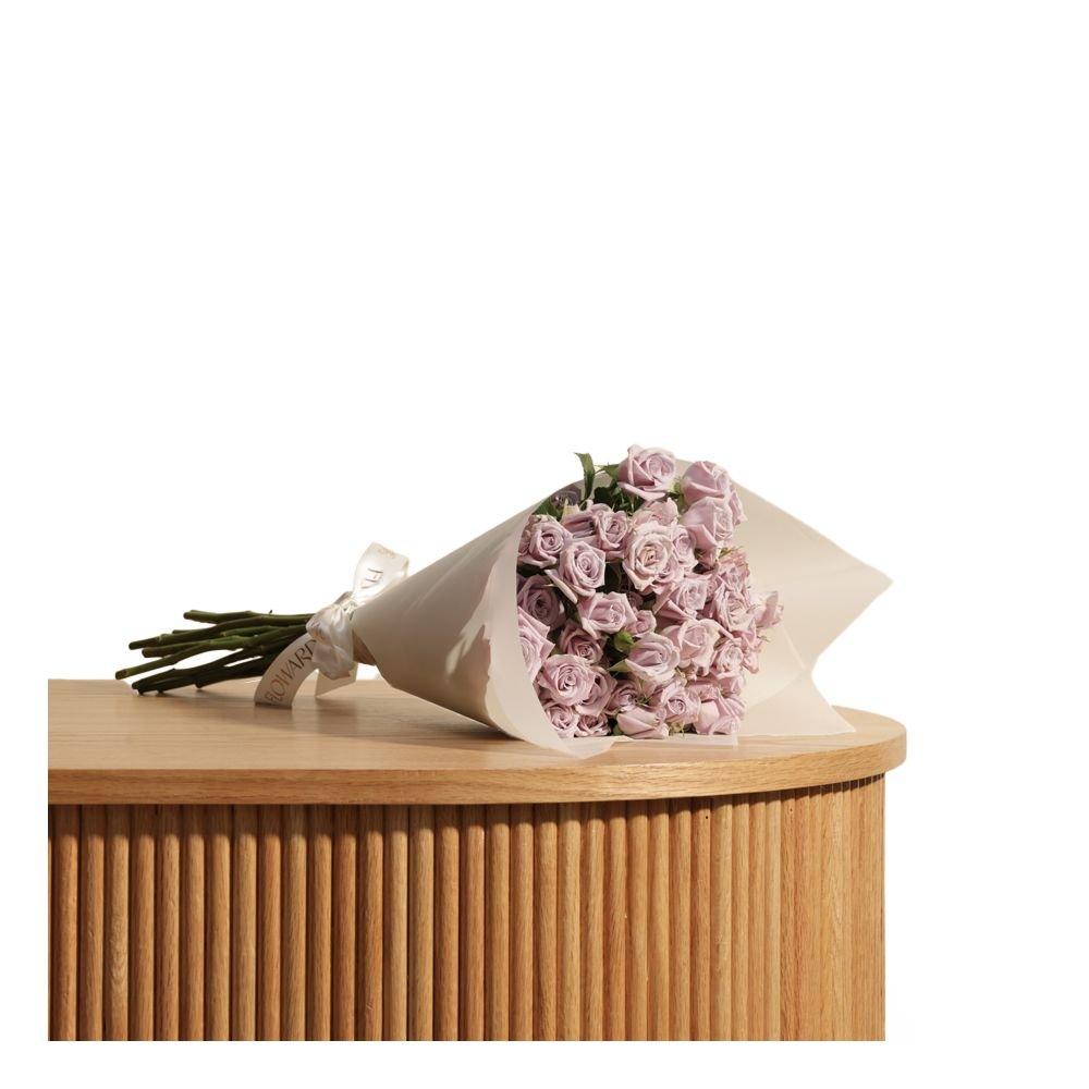 Rose Bouquet, Purple Baby Rose, Bouquet, Cream Wrap, 12 Flowers, FC43179