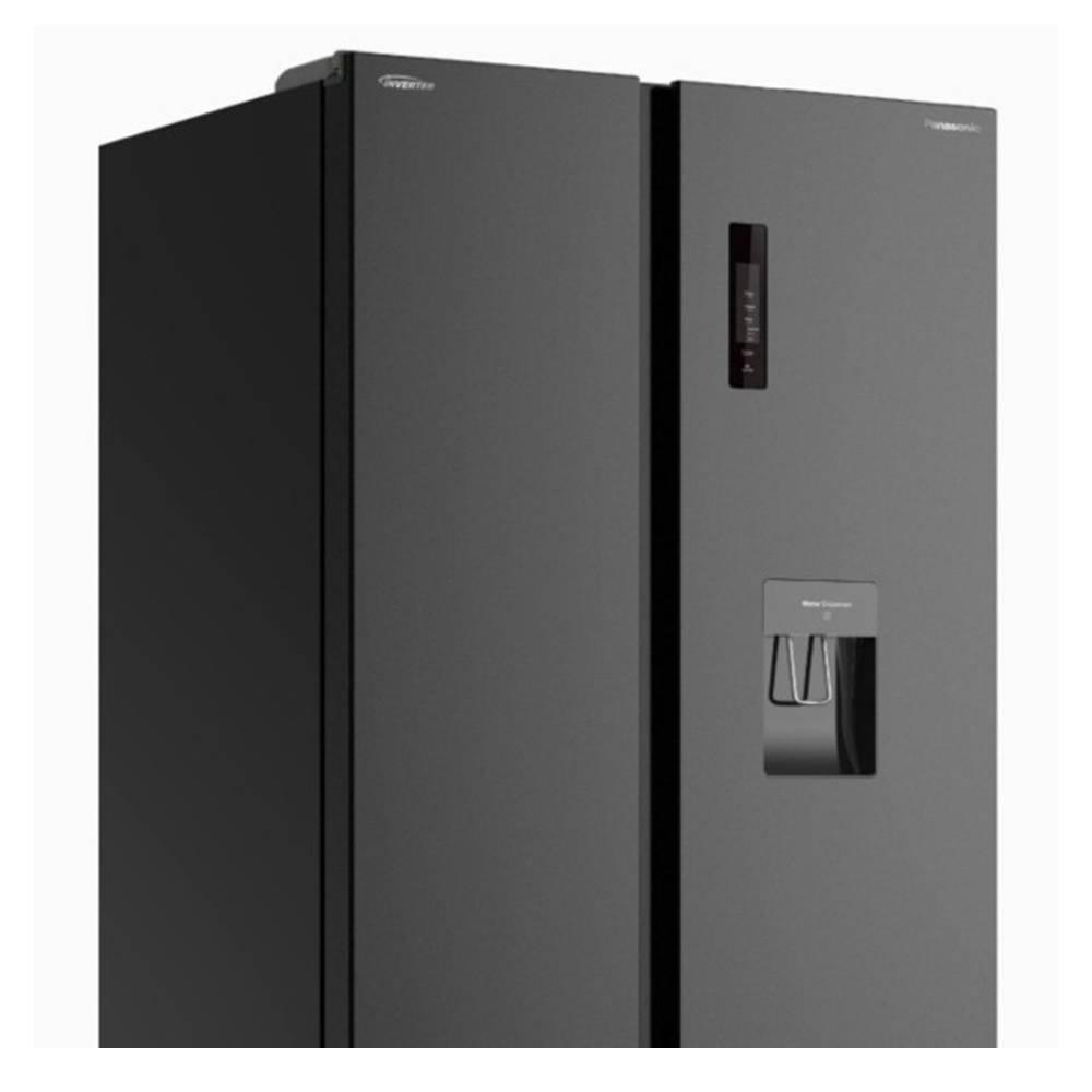 Panasonic Side by Side Refrigerator, 610L, 21.5 CFT, NR-BS80DMKKW - Black .