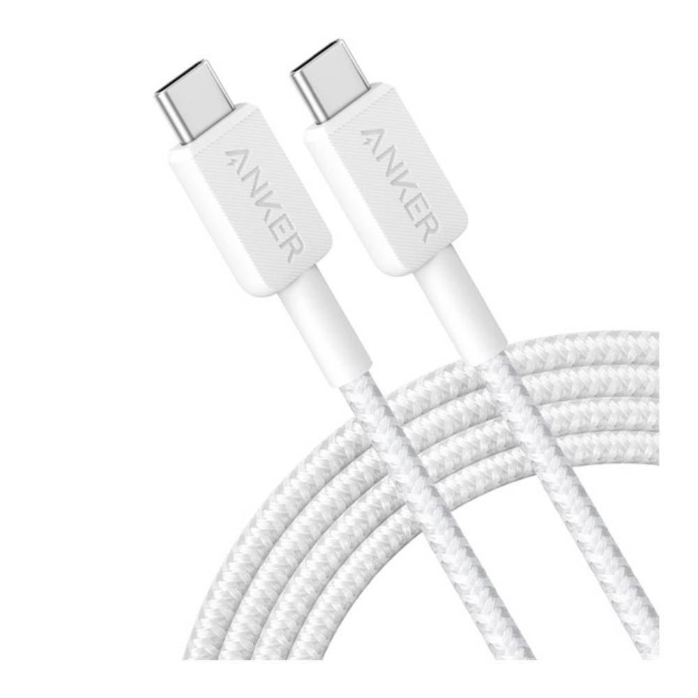 Anker 322 USB -C To USB -C Cable, 60W, 6ft Braided, A81F5H21 - White