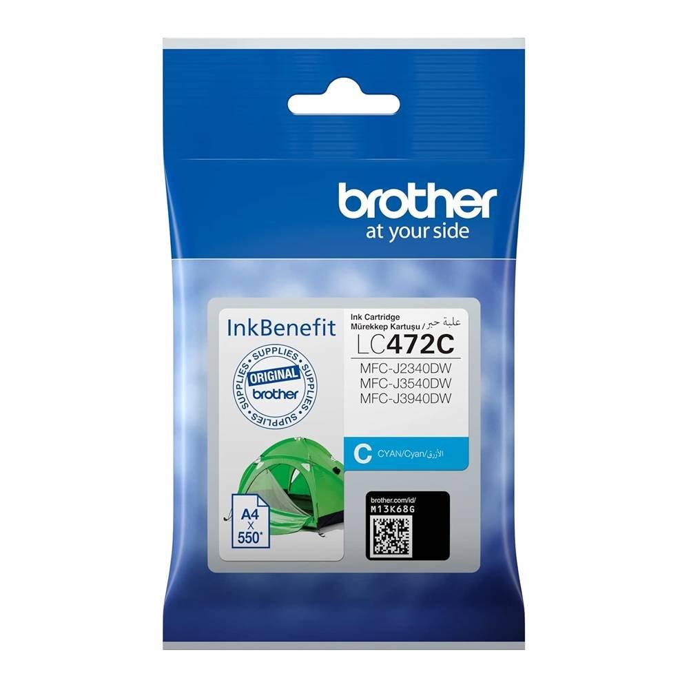  Brother Genuine Yield Cyan Ink, 550 Page, LC472C 