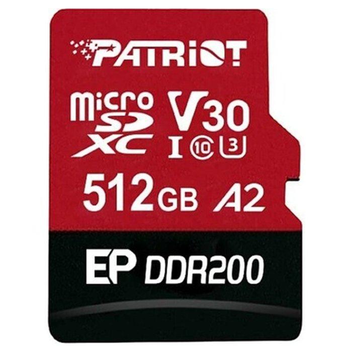 Patriot EP DDR200 V30 A2 microSD UHS-I Memory Card, 512GB – Red