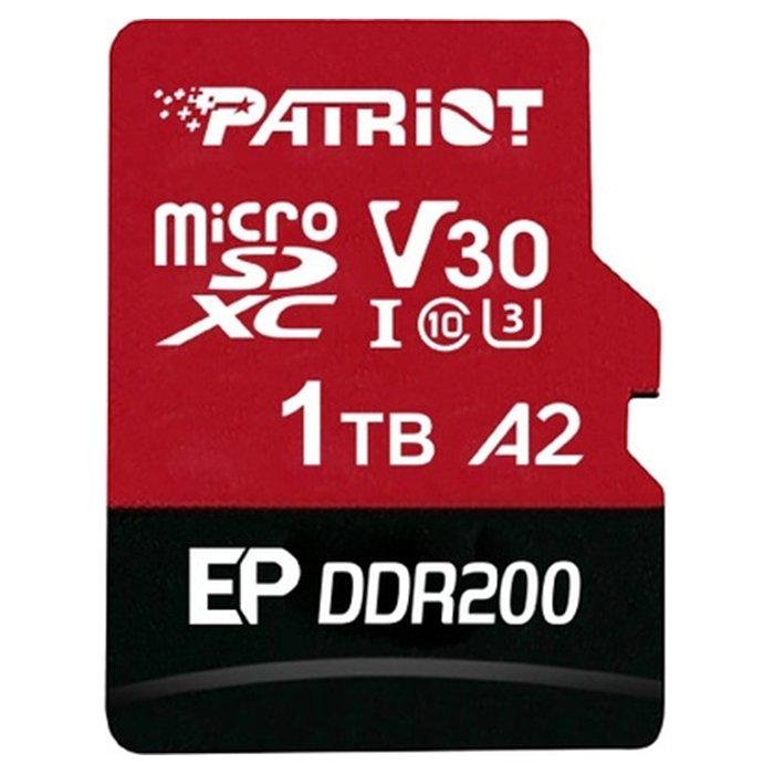Patriot EP DDR200 V30 A2 microSD UHS-I Memory Card, 1TB – Red