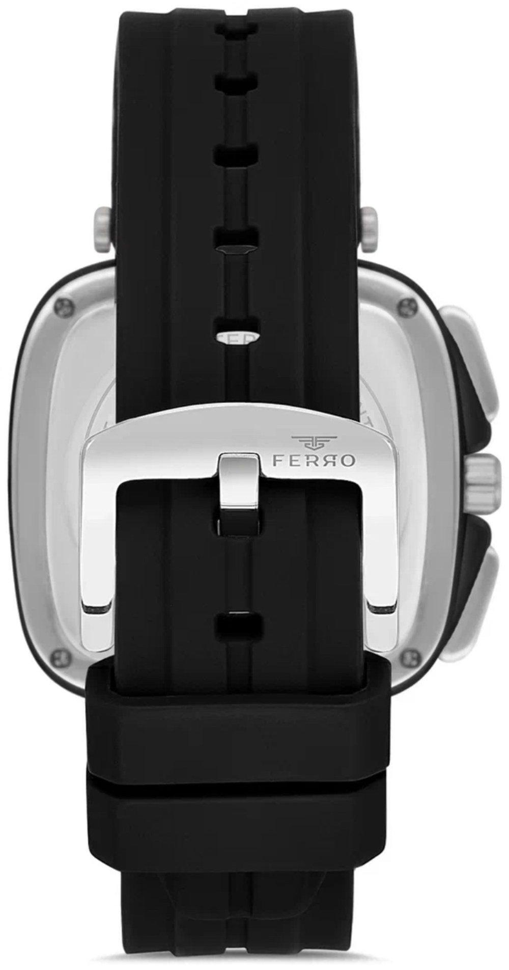 ساعة رجالية فيرو أوشن كاجوال، عرض عقارب، مربعة، ستانلس ستيل، 44 مم، FM11352DWT-J2 - فضي / أسود