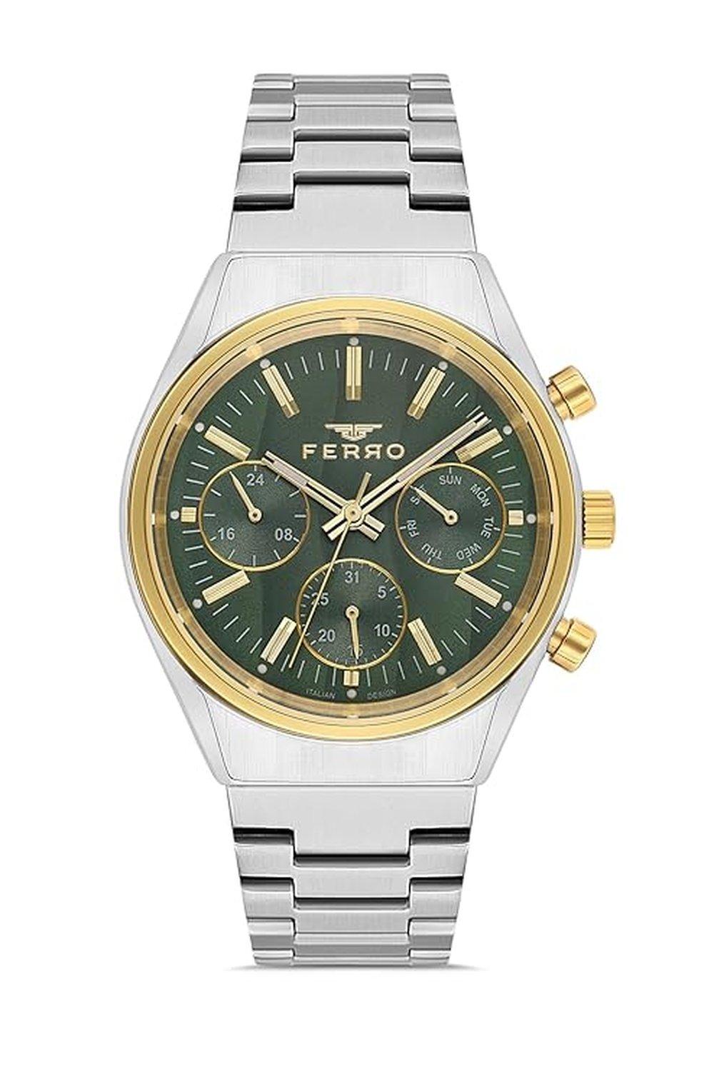 Ferro Memoria Men Casual Watch, Analog Face, round, stainlesssteal, 40 mm, FM43011A-D6 - Silver / Gold