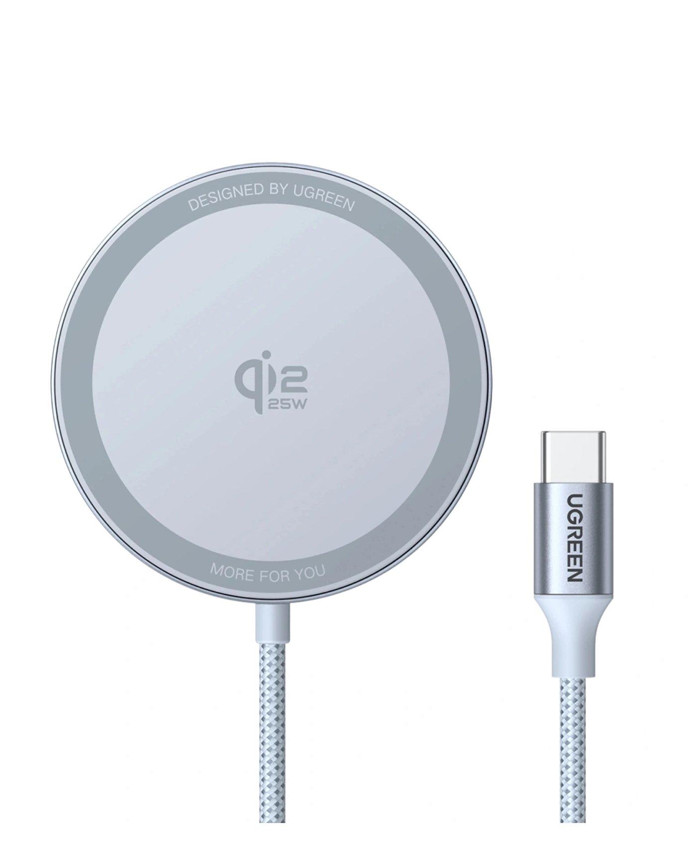 UGREEN MagFlow Qi2 Certified 25W Magnetic Wireless Charger, 2-in-1 Foldable Stand Design, MagSafe Compatible, Dual Device Charging (iPhone + AirPods), USB-C Input, W753-55959 – Blue