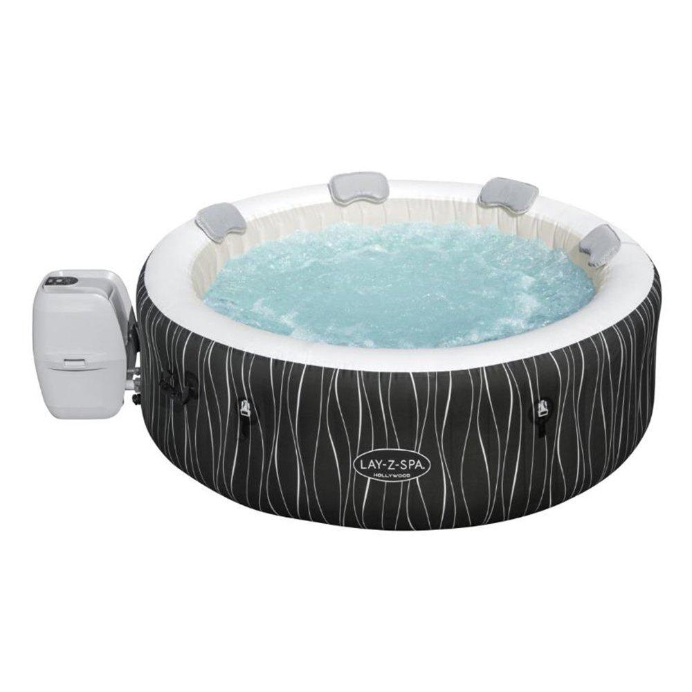 Bestway Lay-Z-Spa Hollywood AirJet Spa Pool, 4-6 Adults, 908L, 1.96m x 66cm, 140 Jets, 60059 – Black.