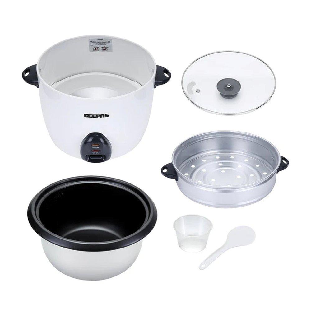 Geepas Rice Cooker, 500W, 1.5L, GRC35011 - White 